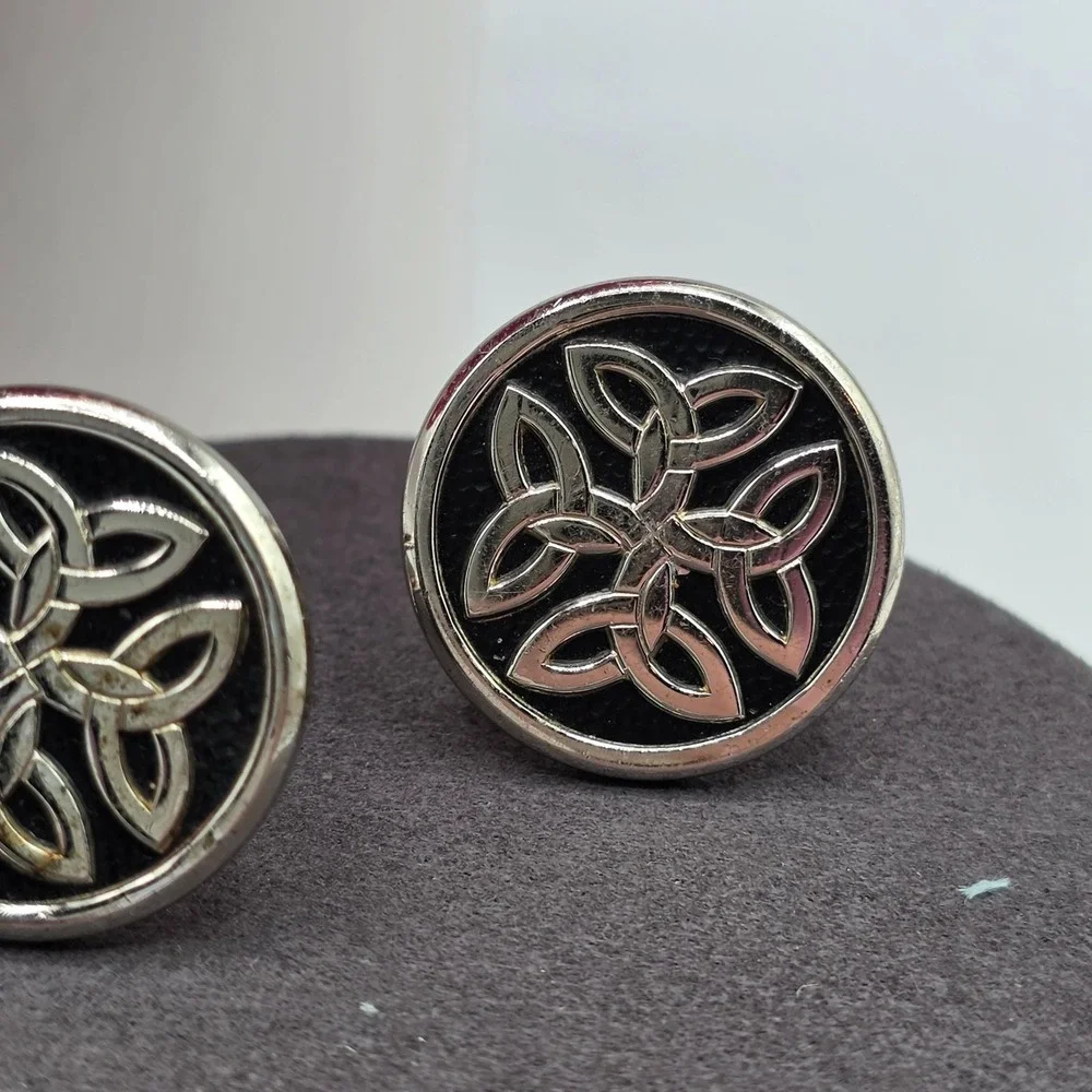 Foster Celtic Knot Cufflinks Silver Tone Round Men's Formal Wear Old Money